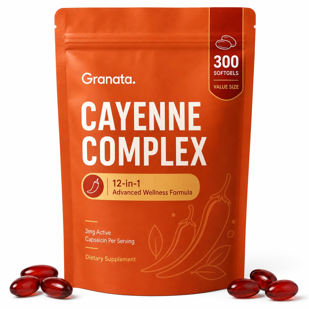 Dvloge Granata Cayenne Pepper Complex Softgels 300 Softgels