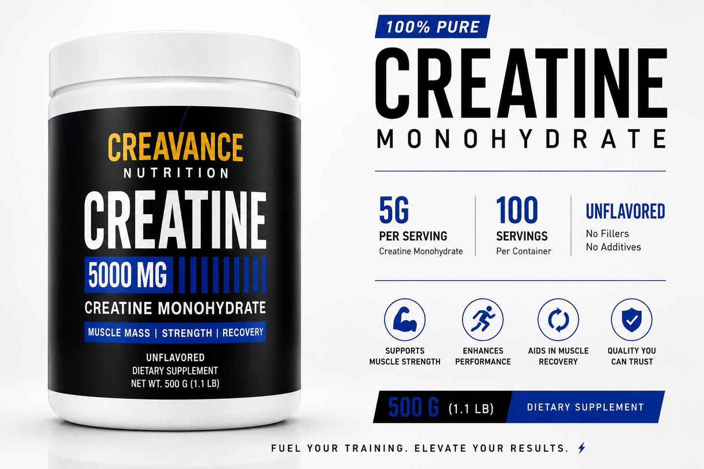 Creavance nutrition Creatine Monohydrate Powder 1.1 Pound
