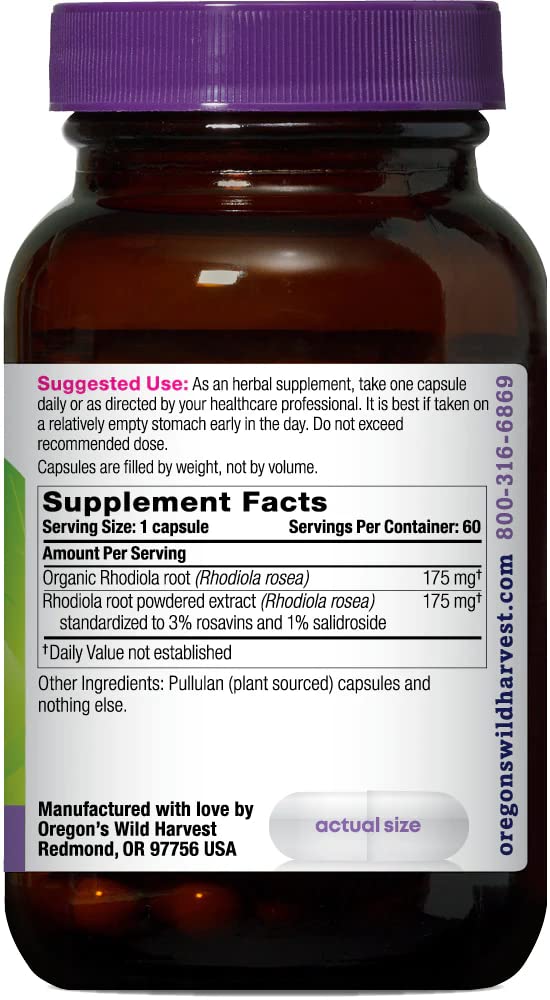 Oregon's Wild Harvest Rhodiola Supplement Capsule 60 Capsules