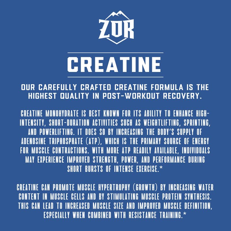 ZOR Labs Micronized Creatine Monohydrate Powder 5000mg, 60 Servings