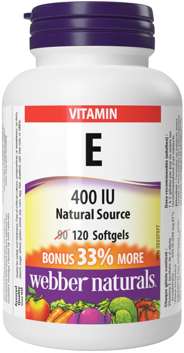Webber Naturals Vitamin E Natural Source Softgel 120 Softgels