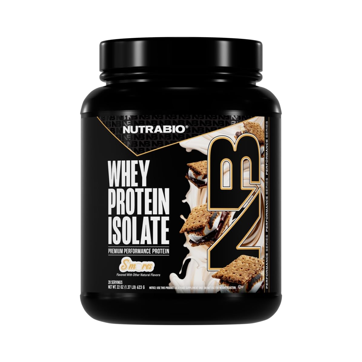 NutraBio 100% Whey Protein Isolate Protein Powder, S'Mores, 22 Servings
