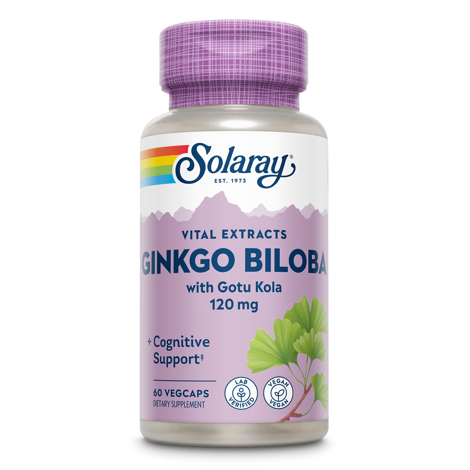SOLARAY Ginkgo Biloba Extract with Gotu Kola Capsules, 60 VegCaps