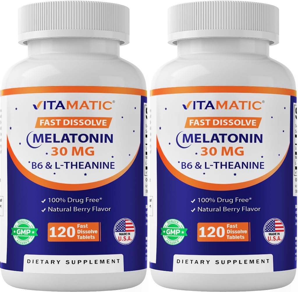 Vitamatic Melatonin 30 mg with B6 & L-Theanine Fast Dissolve Tablets, 240 Tablets