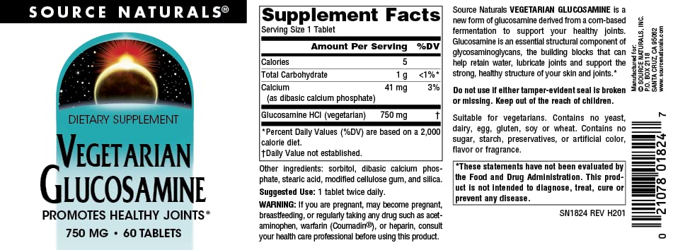 Source Naturals Vegetarian Glucosamine 60 Tablets