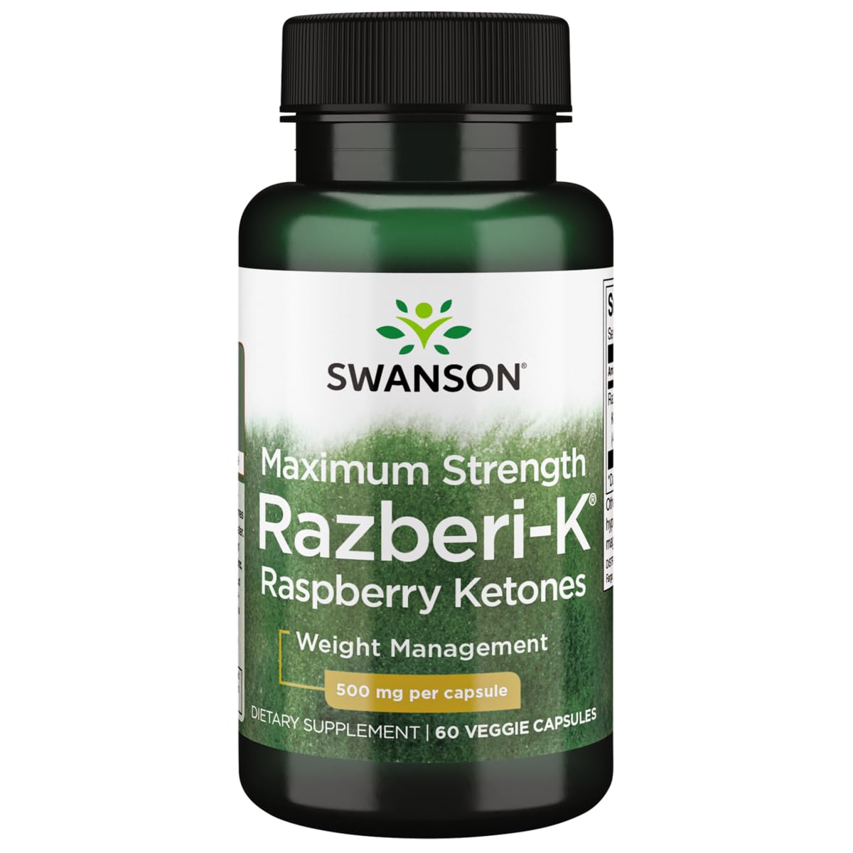 Swanson Razberi-K Maximum Strength 500 mg Capsules, 60 Count