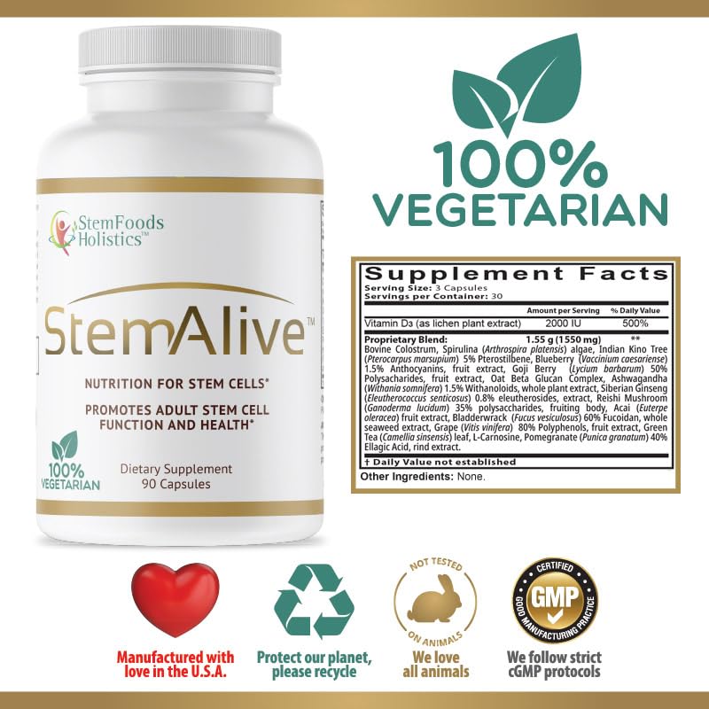 StemAlive Stem Cell Nutrition, Function and Health Capsules 90