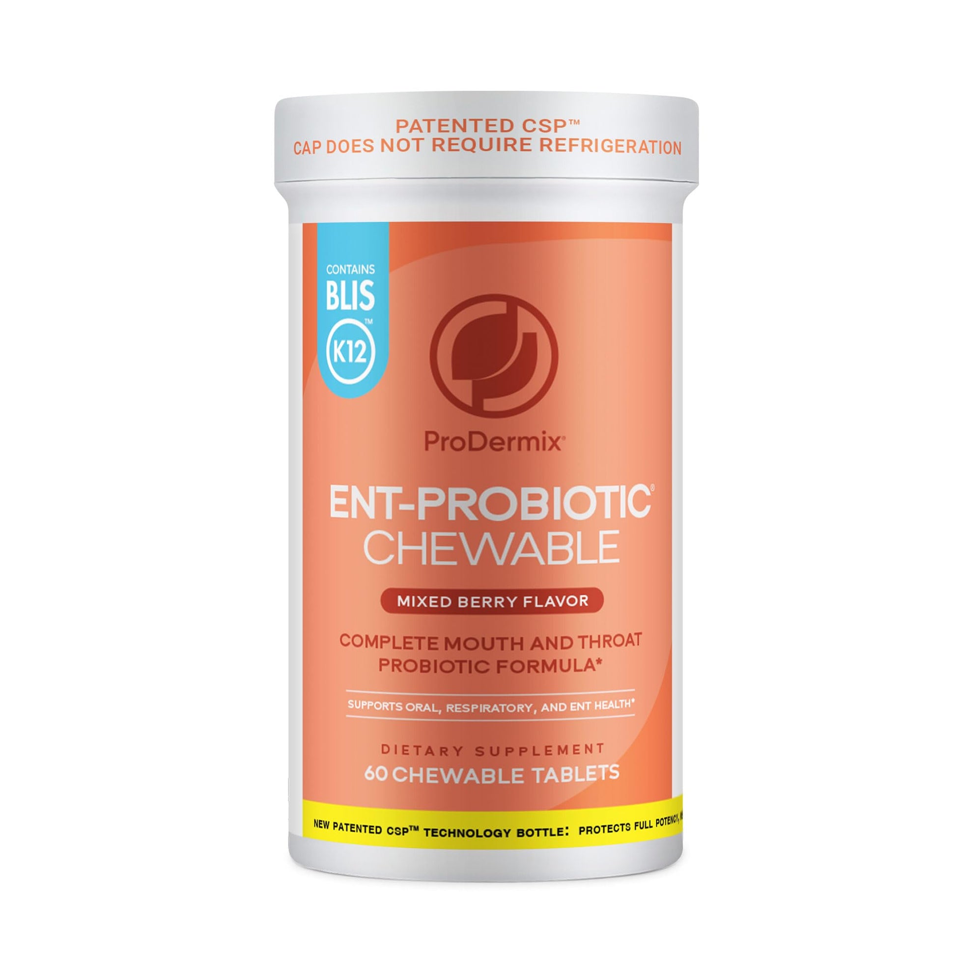 PRODERMIX ENT Probiotic Complete Mouth and Throat Probiotic Formula for Advanced Support of Oral, Respiratory and ENT Health, 60 Tablets