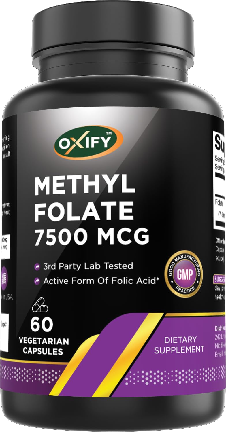 Oxify Methyl Folate 7500 mcg, 60 Capsules