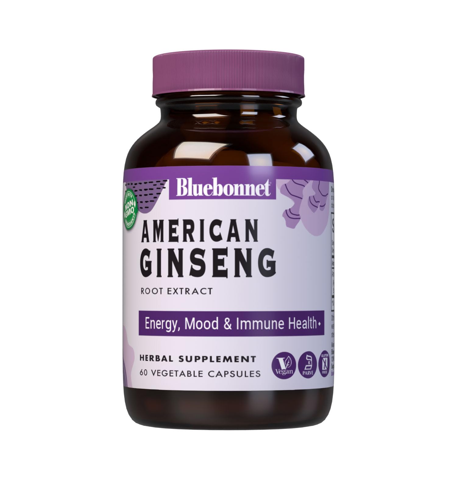 BlueBonnet American Ginseng Root Extract Supplement Capsules, 60 Count