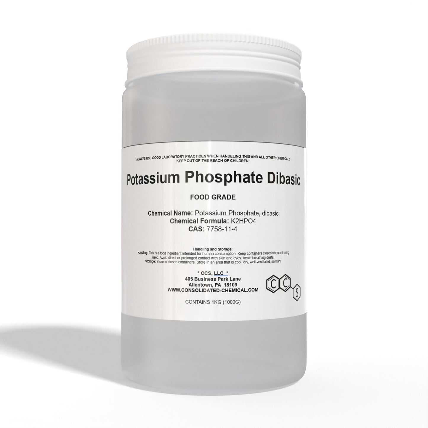 CCS Consolidated Chemical & Solvents Potassium Phosphate, Dibasic Powder, 1000 Gram Pack
