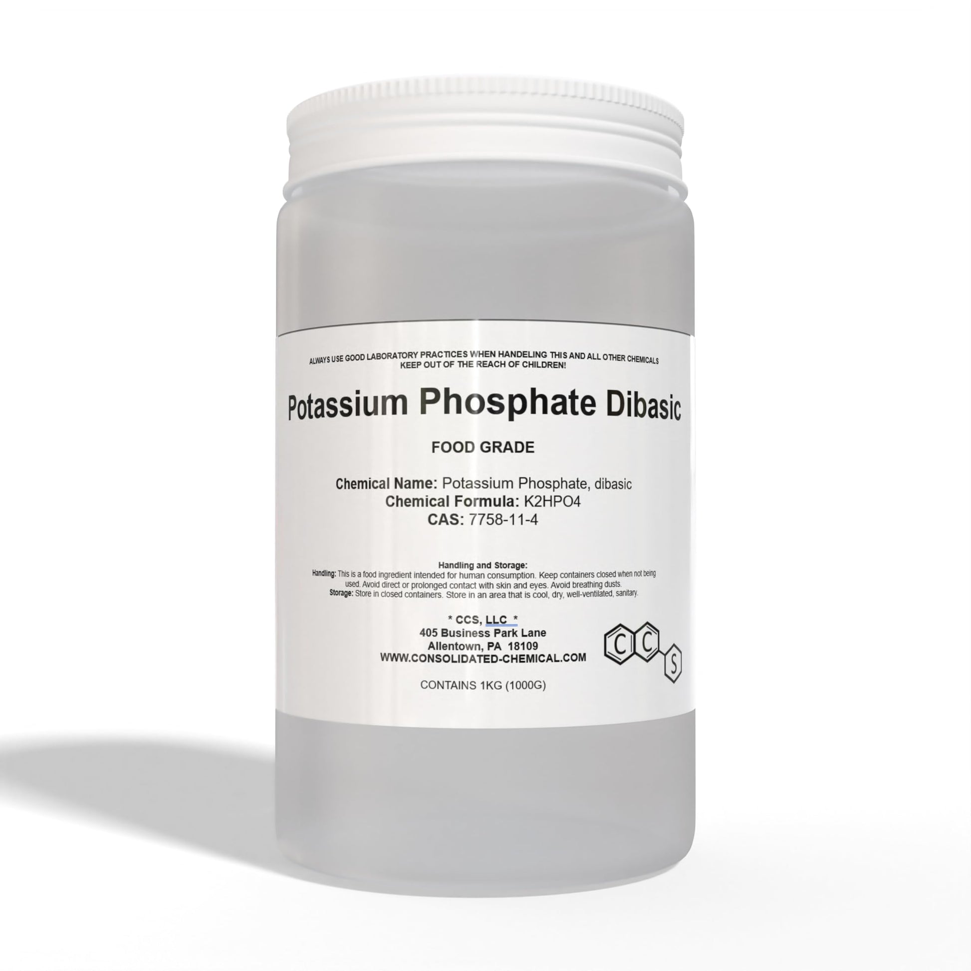 CCS Consolidated Chemical & Solvents Potassium Phosphate, Dibasic Powder, 1000 Gram Pack