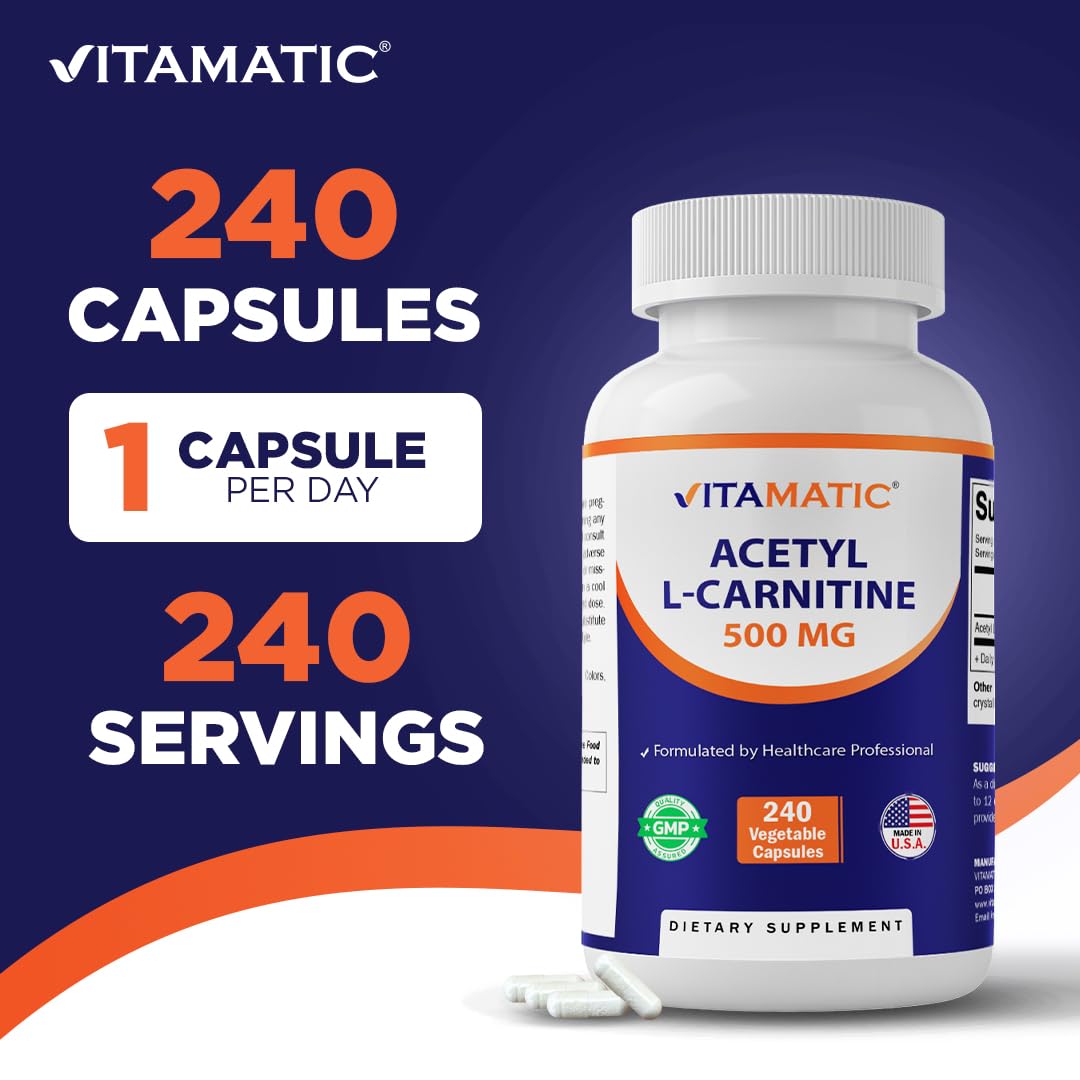 Vitamatic Acetyl L-Carnitine 500mg Capsules, 240 Count