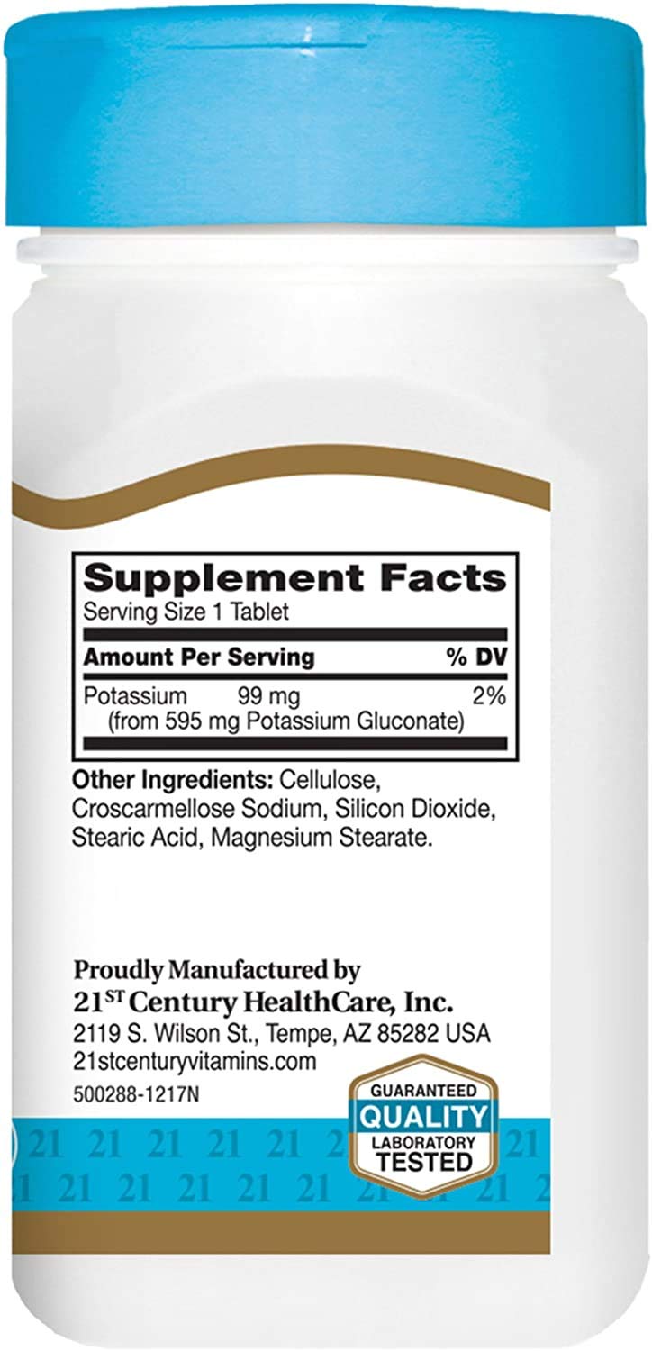 21st Century Potassium Gluconate 595 mg, 110 Tablets