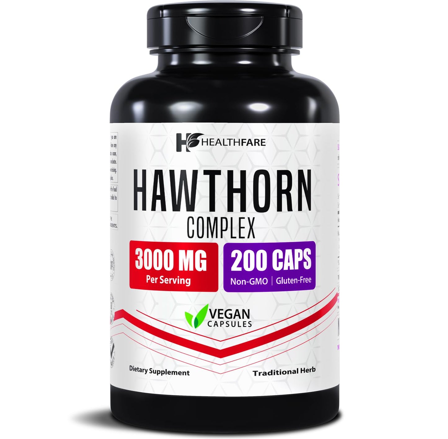 Healthfare Hawthorn Berry Supplement Extract 3000mg Capsules, 200 Count