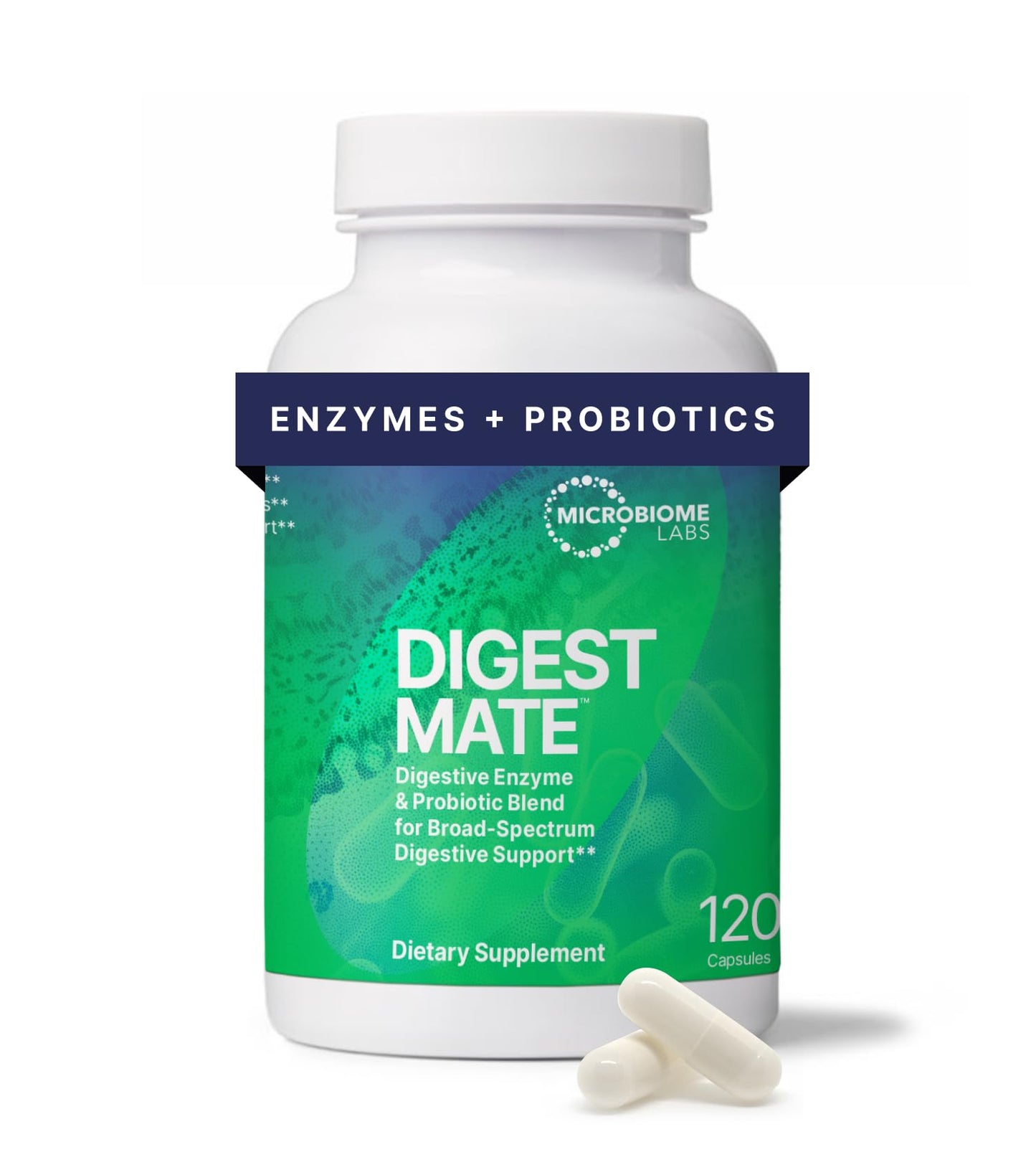 Microbiome Labs DigestMate Digestive Enzyme and Probiotic Supplement 120 Capsules