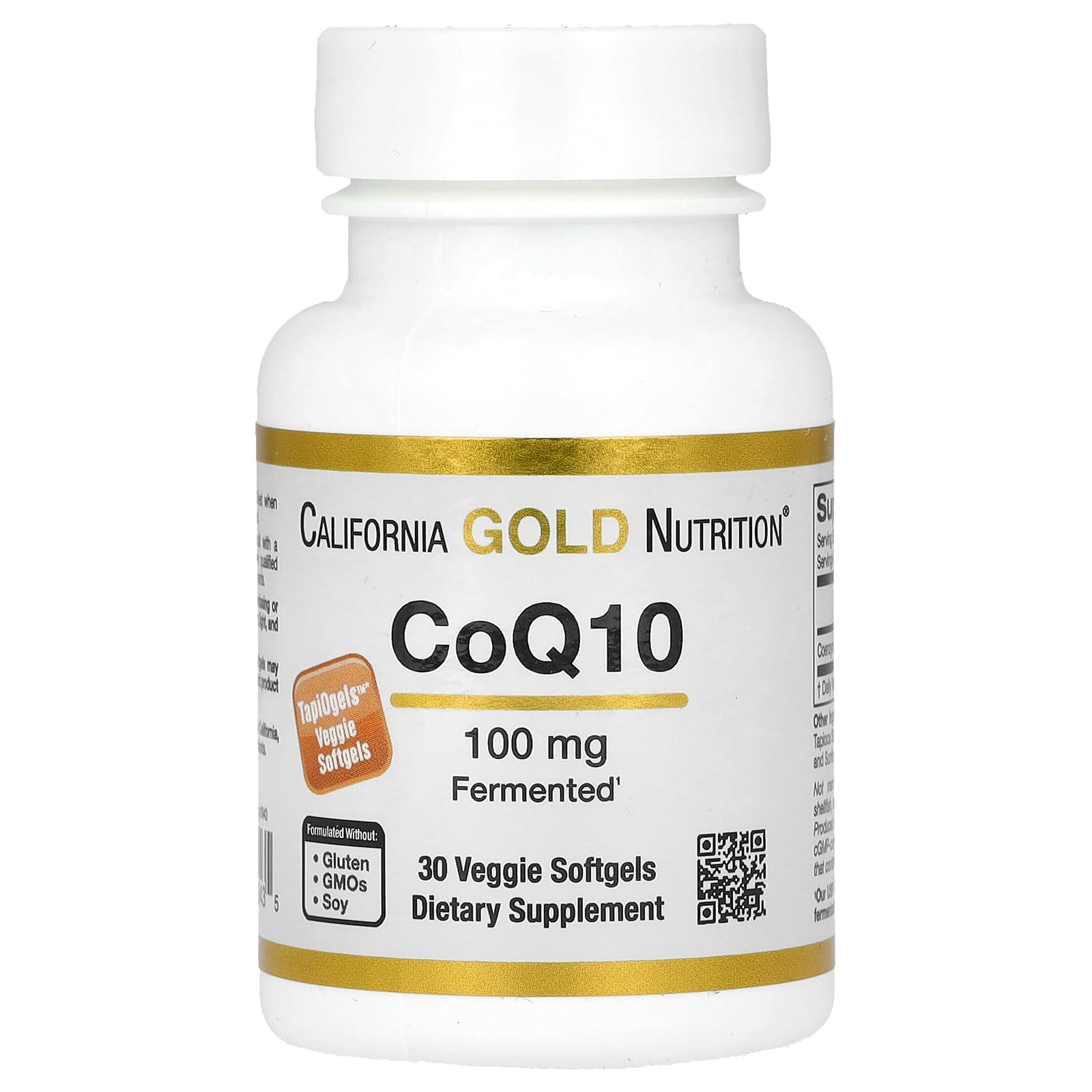 California Gold Nutrition CoQ10 100 mg Coenzyme Q10 Ubiquinone USP Supports Mitochondrial Function*, 30 Veggie Softgels