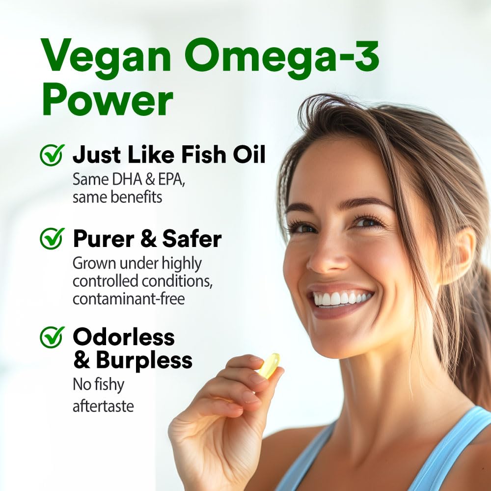 LABO Nutrition OmaxPure Vegan Omega-3 Algae Oil 750mg — Plant-Based EPA & DHA Omega-3 Supplement for Heart, Brain & Eye Health Softgels 120