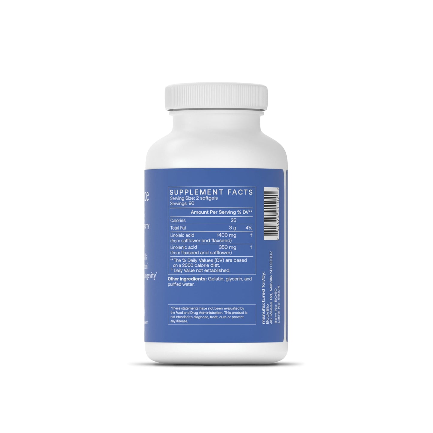 BodyBio Balance Oil Softgels 180