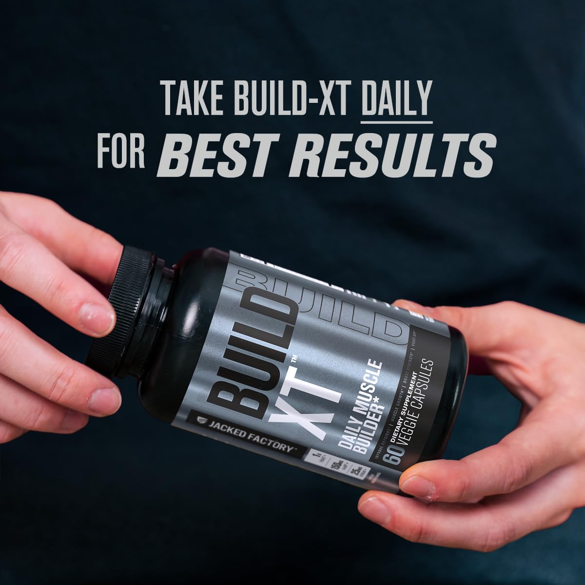 Jacked Factory Androsurge Estrogen Blocker & Testosterone Booster for Men & Build-XT Daily Muscle Builder & Performance Enhancer, 120 Capsules
