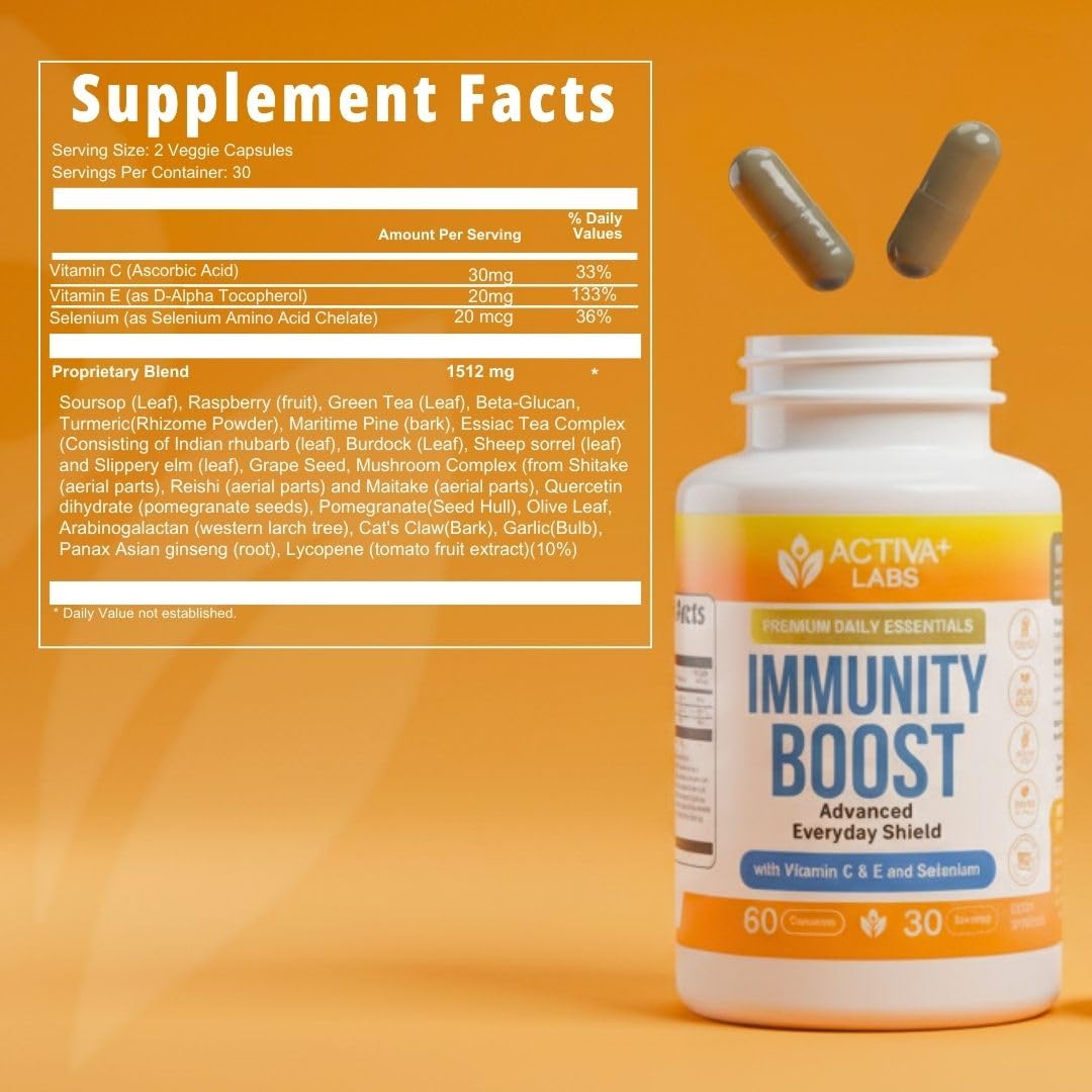 Activa Labs Immunity Boost Immune Support Supplement Capsules, 120 Count