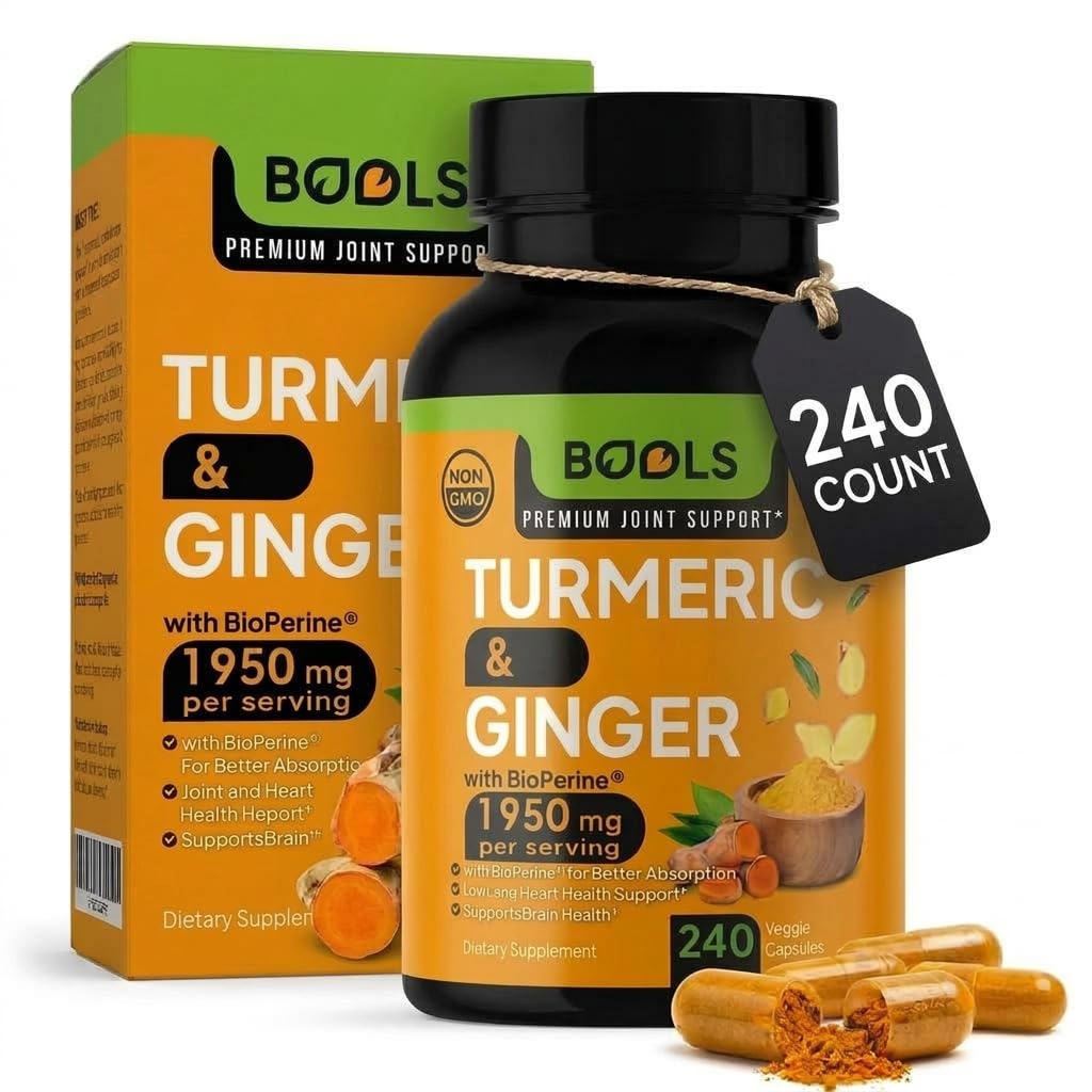 Bools Turmeric Curcumin Supplement with BioPerine & Ginger Capsule 240 Count
