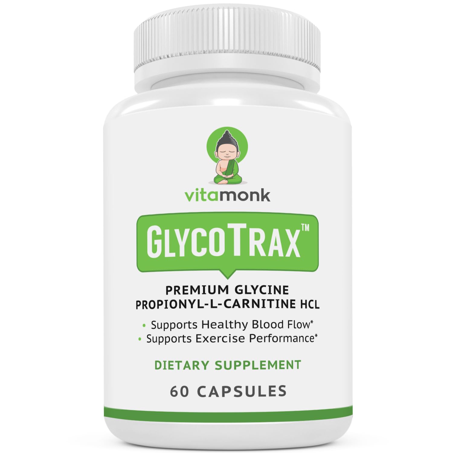 VitaMonk GlycoTrax - High Absorption GPLC Supplement - No Artificial Fillers - GPLC Glycine Propionyl-L-Carnitine Capsules, 60 Capsules