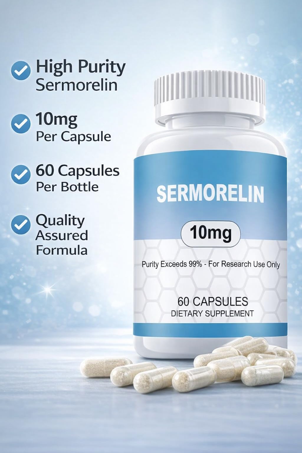 WUCOO Sermorelin Research Peptide Capsules, 60 Count