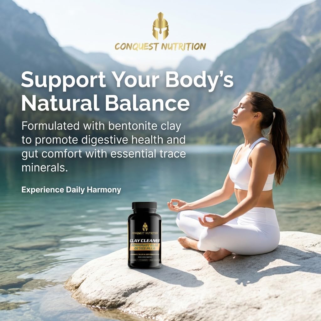 Conquest Nutrition Clay Cleanse Calcium Bentonite Clay Detox Plus 90 Capsules