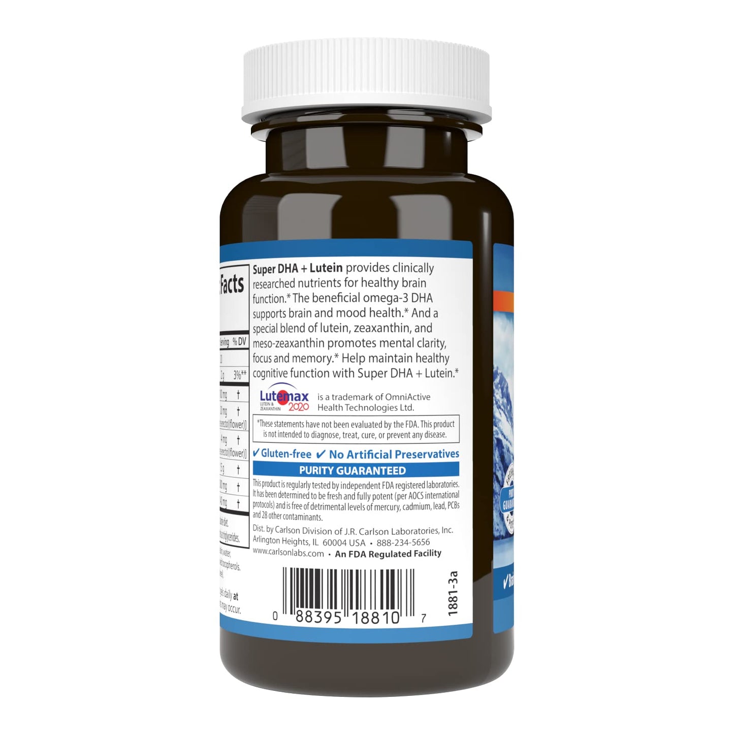 Carlson Super DHA Plus Lutein Softgels, 60 Count