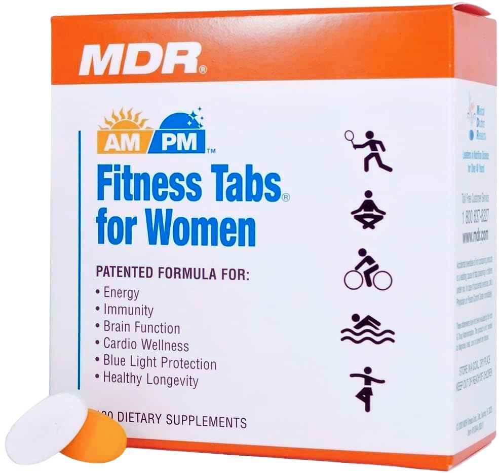 MDR Fitness Tabs Patented AM/PM Multivitamin for Women – Doctor Formulated Daily Supplement Supporting Energy, ATP & NAD Production, Fitness, Immunity & Healthy Aging – Gluten Free, 120 Tablets