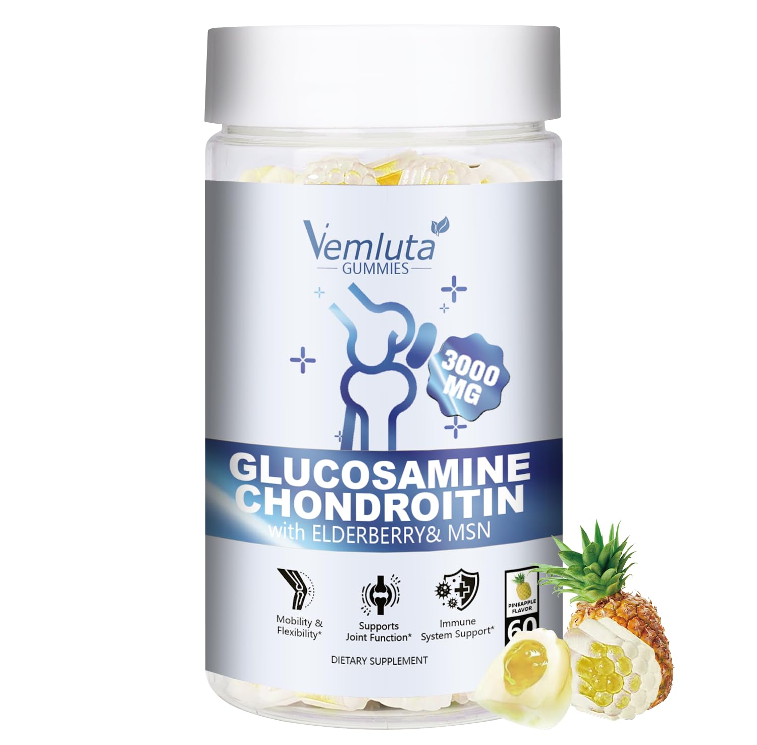 Vemluta Glucosamine Chondroitin Gummies 60 Count