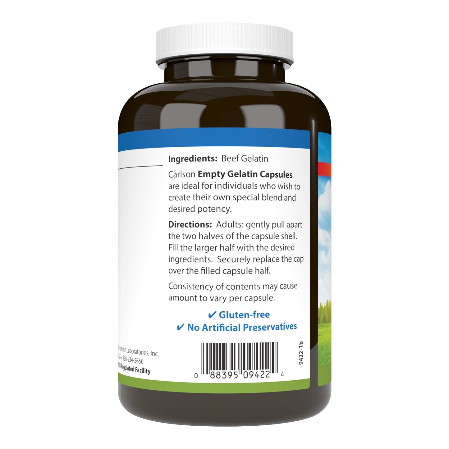 Carlson Empty Gelatin #00 Capsules, 150 Count