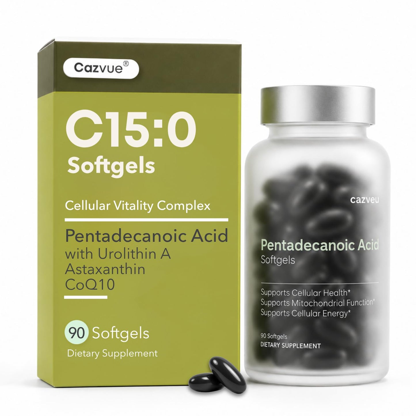 Cazveu C15:0 Pentadecanoic Acid Supplement Softgels, 90 Softgels
