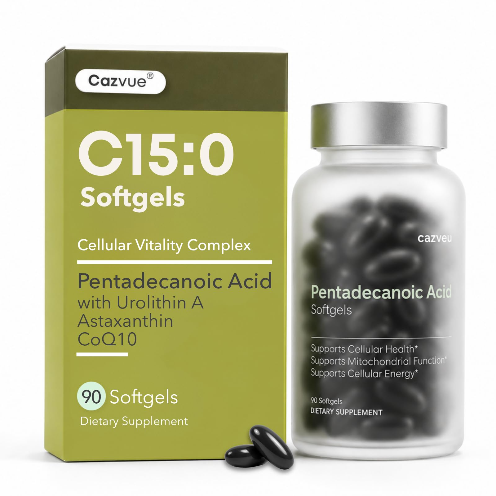 Cazveu C15:0 Pentadecanoic Acid Supplement Softgels, 90 Softgels