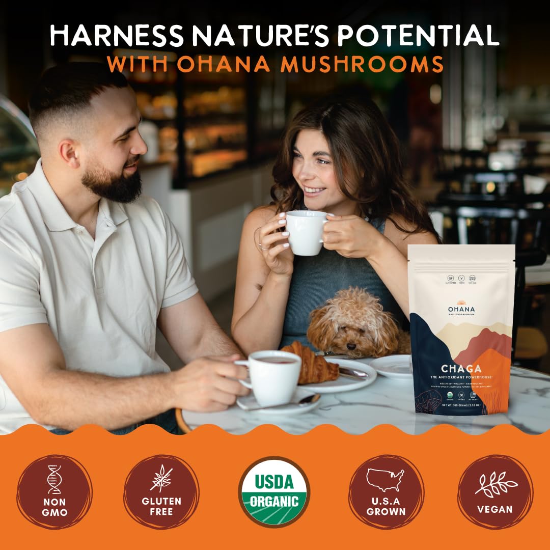 Ohana Mushrooms Chaga Organic Mushroom Powder Blend, 3.53 oz