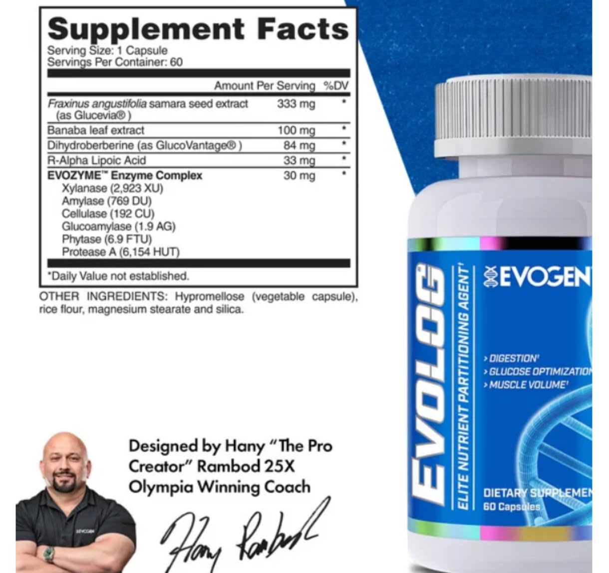 Evogen Evolog Glucose Disposal Agent (GDA) & Elite Nutrient Partitioning, 60 Capsules