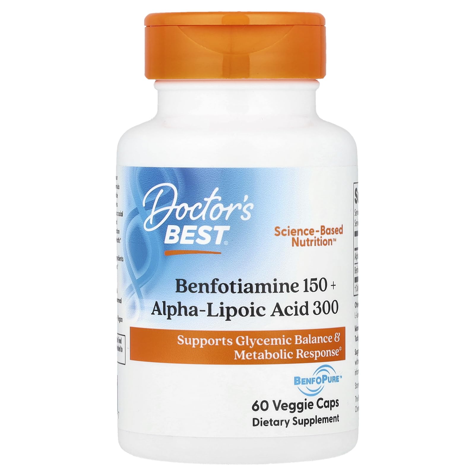Doctor's Best Benfotiamine/Alpha Lipoic Acid 150 mg/300 mg Capsule, 60 Count