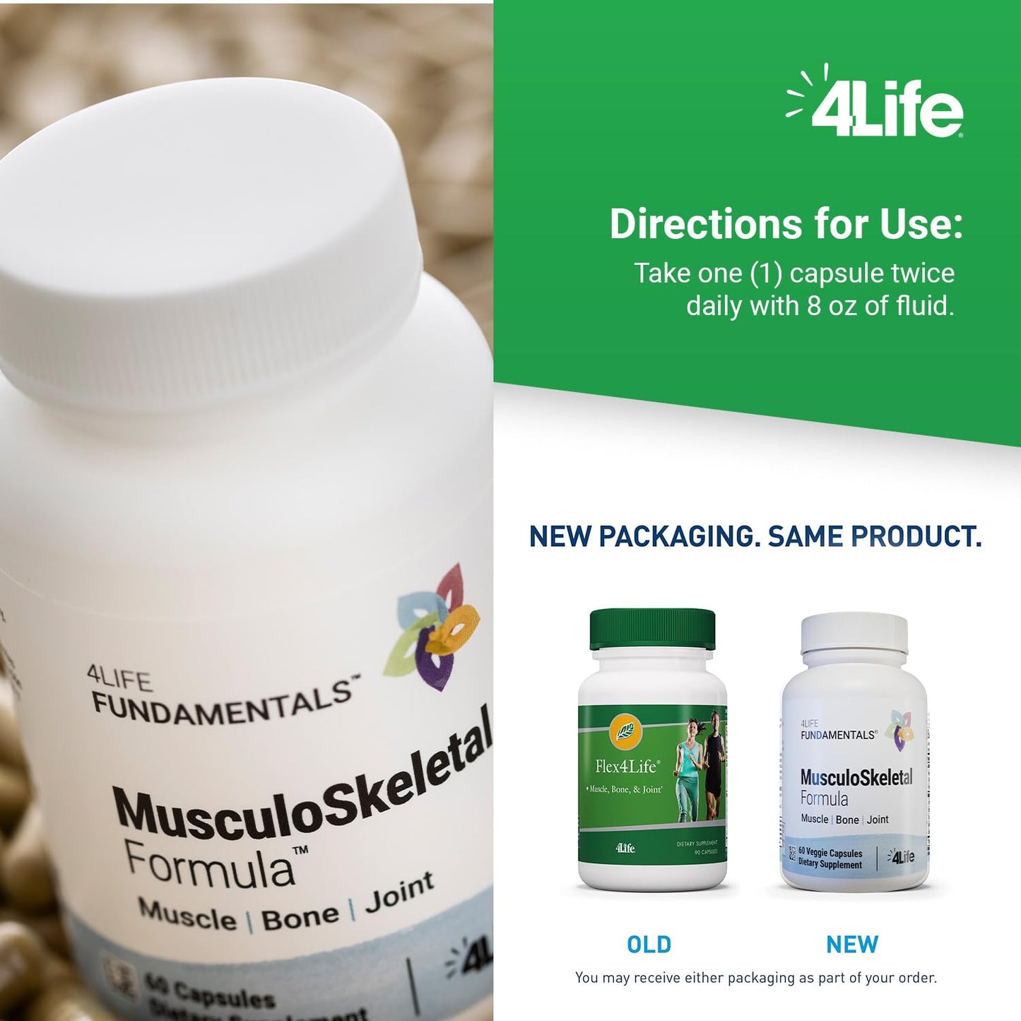 4Life Musculoskeletal Formula - Devil’s Claw, Turmeric, Gotu Kola and Alfalfa for Bone, Joint, Muscle and Tissue Health Capsule, 60 Count