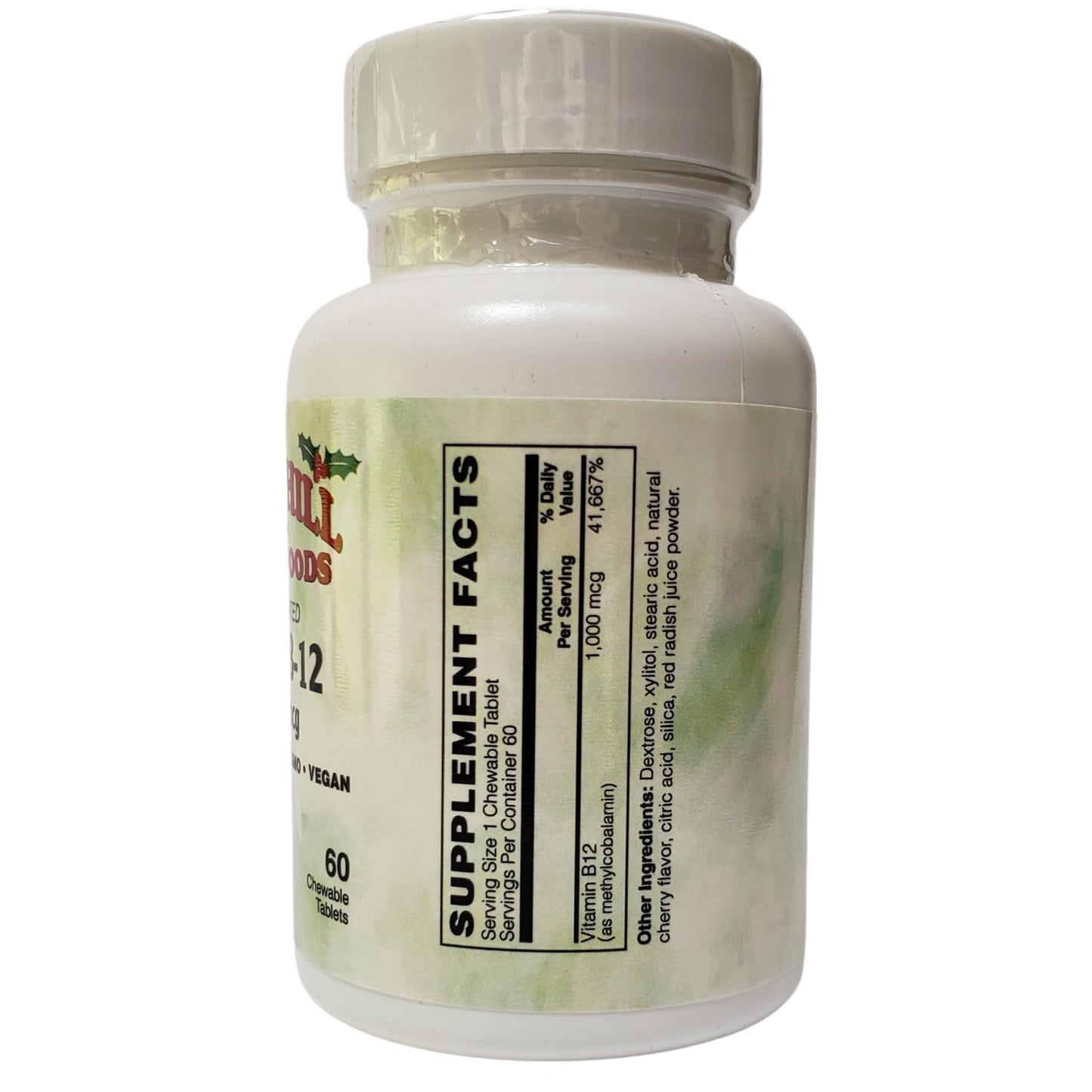 Holly Hill Health Foods Coenzymated Methyl B-12 1000 mcg Cherry Chewable Tablets, 60 Count