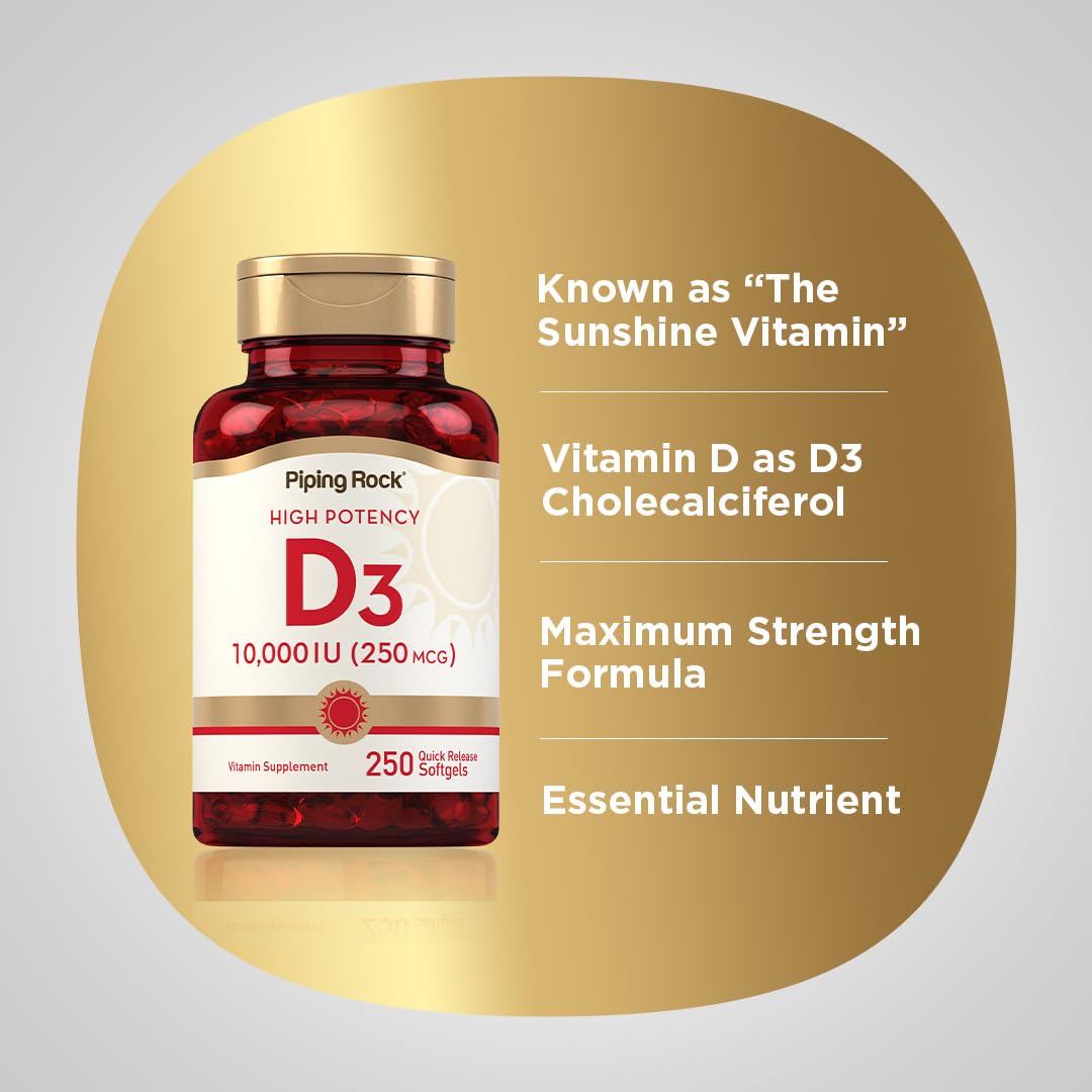 Piping Rock Vitamin D3 10000 IU Softgels, 250 Count