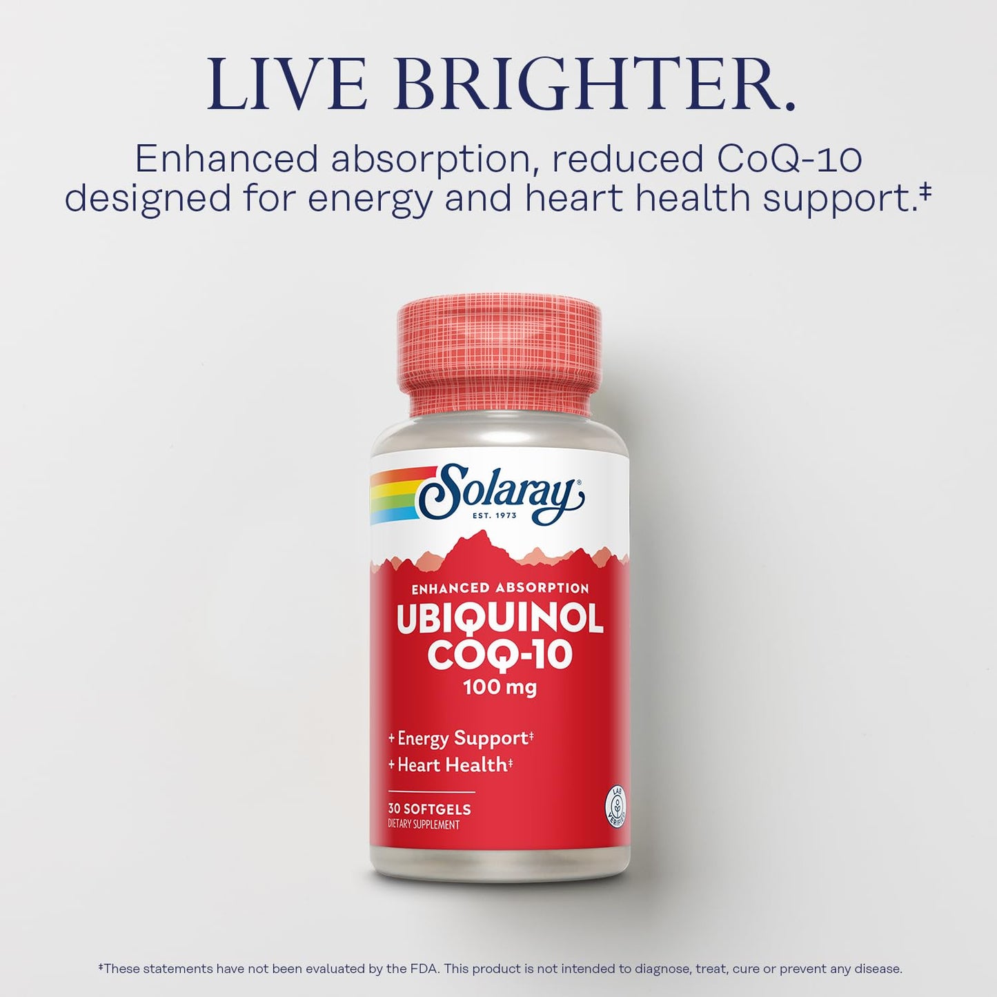 SOLARAY Ubiquinol CoQ-10 100mg Enhanced Absorption Softgels, 30 Softgels