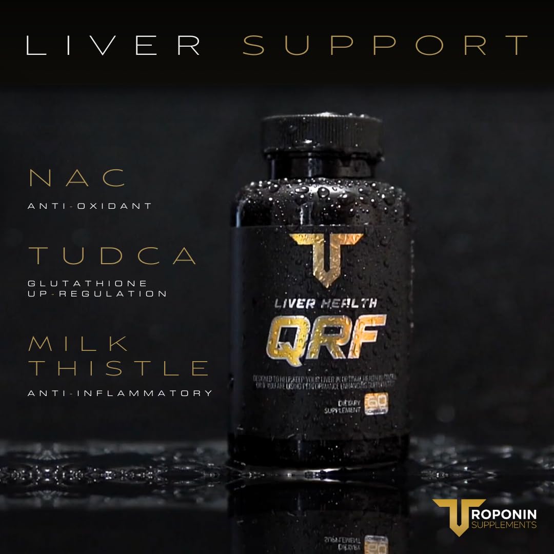 Troponin Nutrition QRF Liver Support Supplement - NAC 600mg, TUDCA & Milk Thistle Extract - Liver Cleanse Detox & Repair, Bile Flow, Glutathione Booster - 60 Capsules