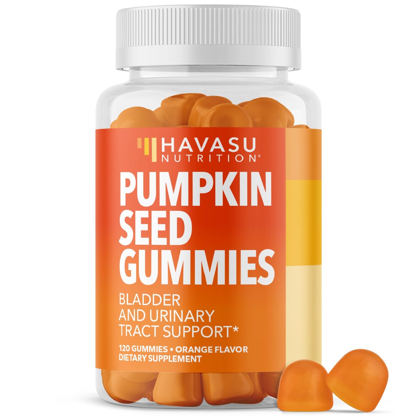 HAVASU NUTRITION Pumpkin Seed Oil Gummies for Bladder and Urinary Tract Support, 200mg Pumpkin Seed Extract per Serving, Vegan, Non-GMO, Gluten-Free, Sugar Free, Orange Flavor, 120 Gummies