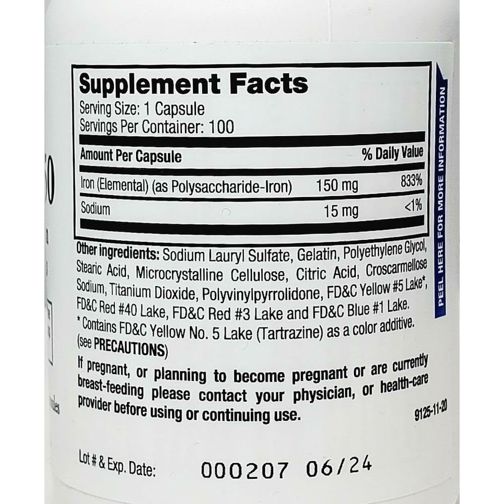 Choice One Ferrex 150 Polysaccharide Iron Complex Capsules, 100 Count