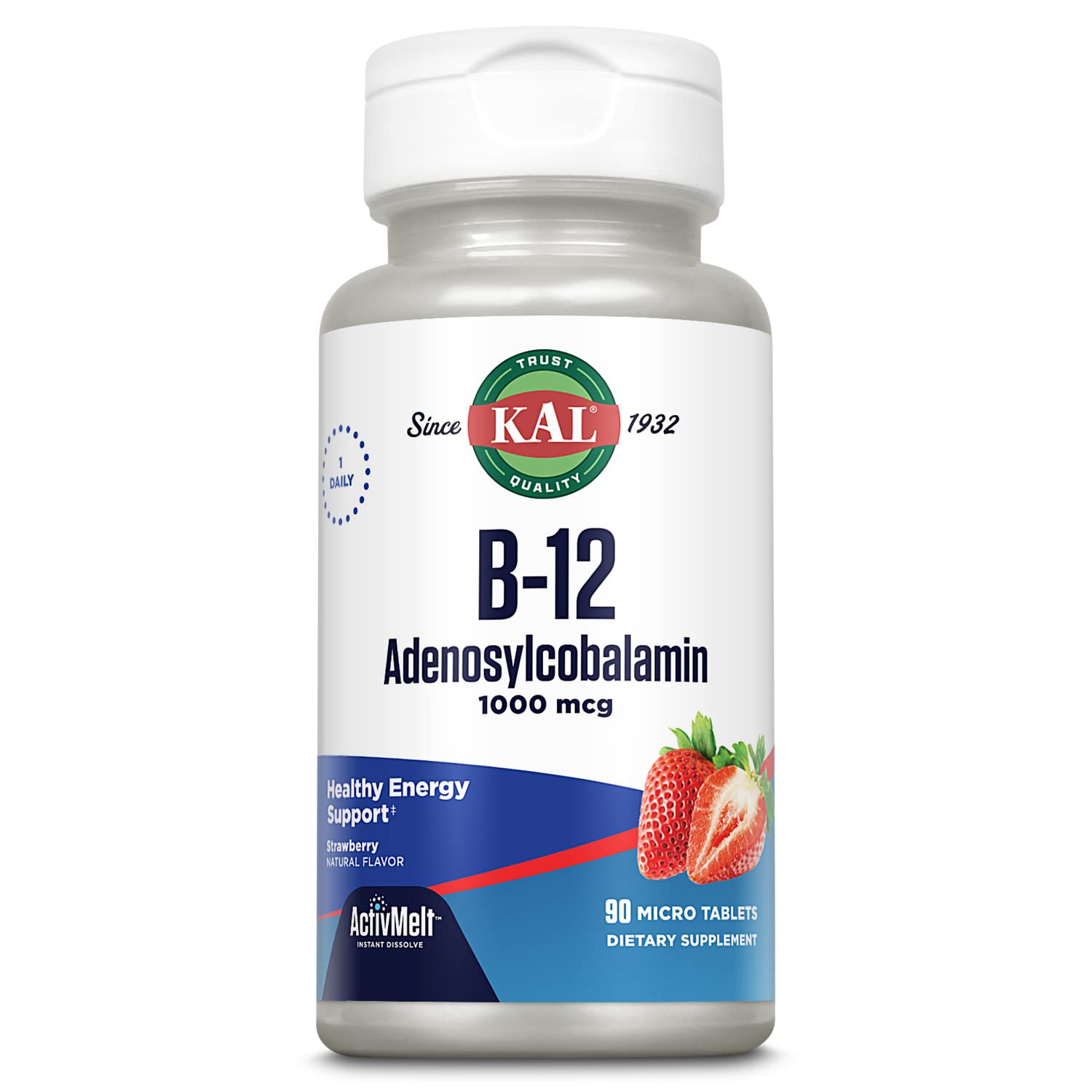 KAL Vitamin B12 Adenosylcobalamin 1000 mcg Lozenges, 90 Count