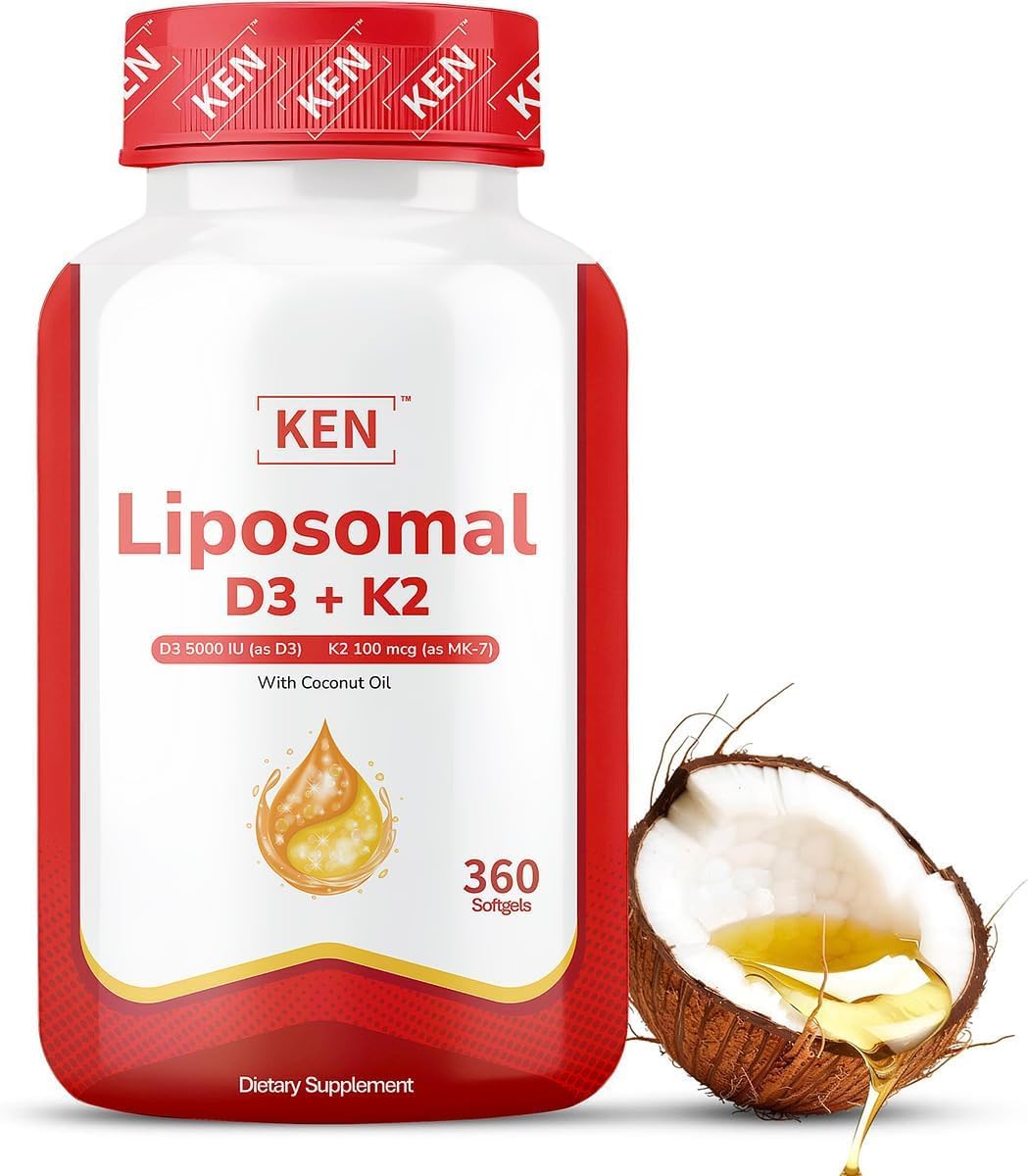 KEN Liposomal Vitamin D3 5000 IU + K2 (MK7) 100 mcg 360 Softgels