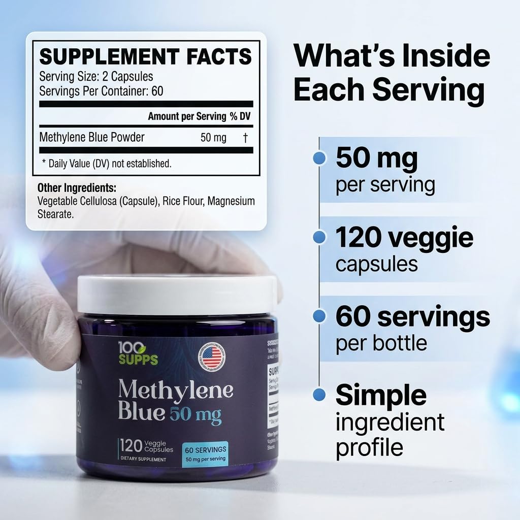 100 Supps Methylene Blue Capsules 120 Count