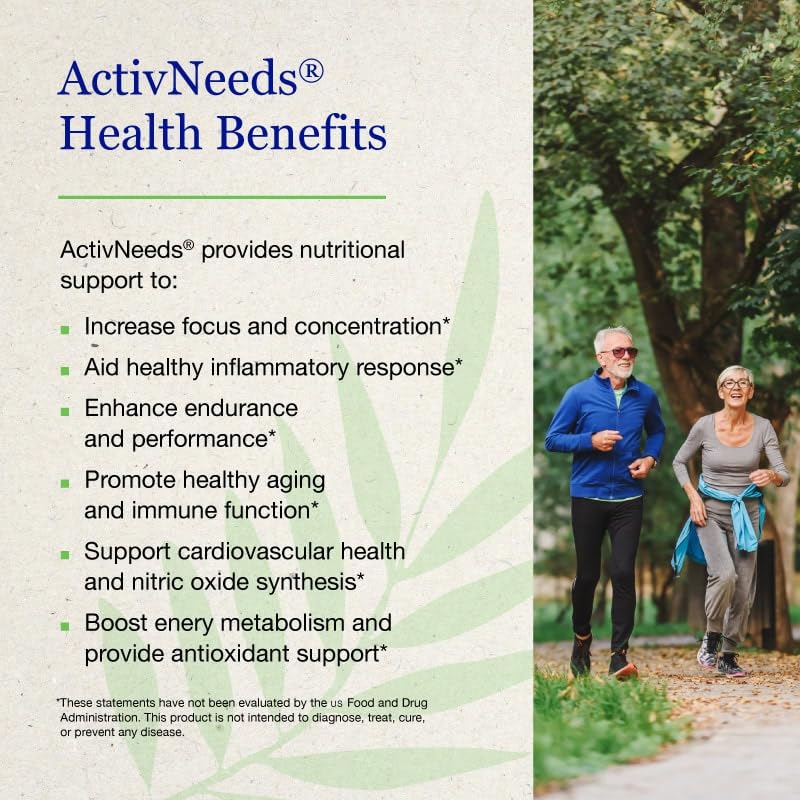 Neuro Needs ActivNeeds 55-Ingredient All-Natural Mitochondrial Energy & Endurance Nootropic Blend for Focus, Recovery & Heart Health Powder, 12.79 Ounce