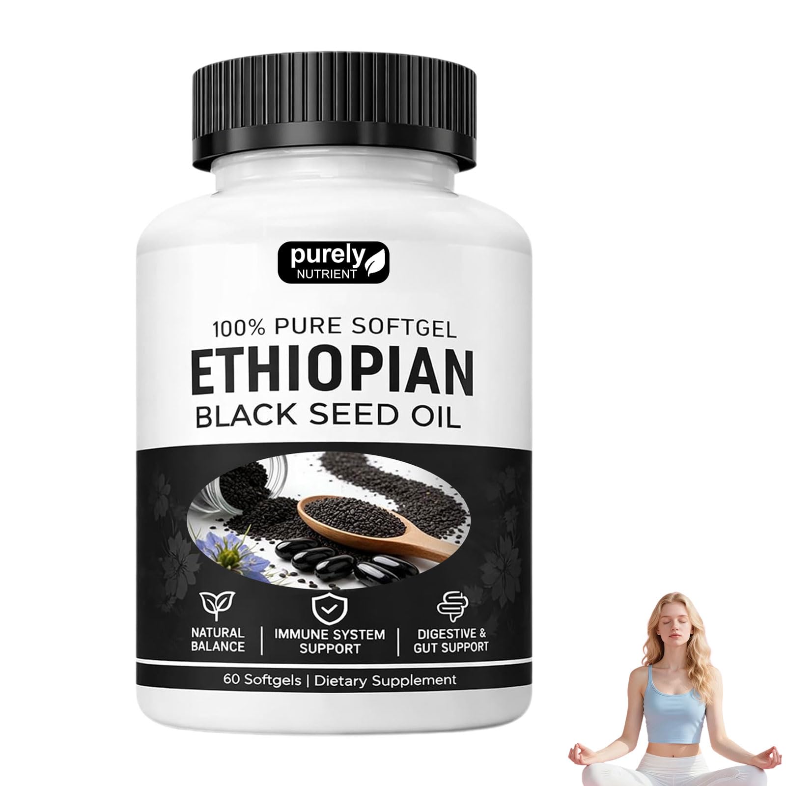 AEEHFENG Purely Ethiopian Black Seed Oil Capsules 2 Count